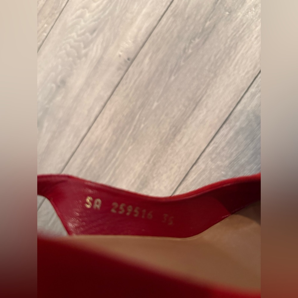 Yves Saint Laurent Red Suede Slingback Peep-Toe Heels | YSL Paris | Size 35 - Picture 6 of 6